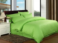 Lenjerie de pat dublu damasc culoarea verde aprins